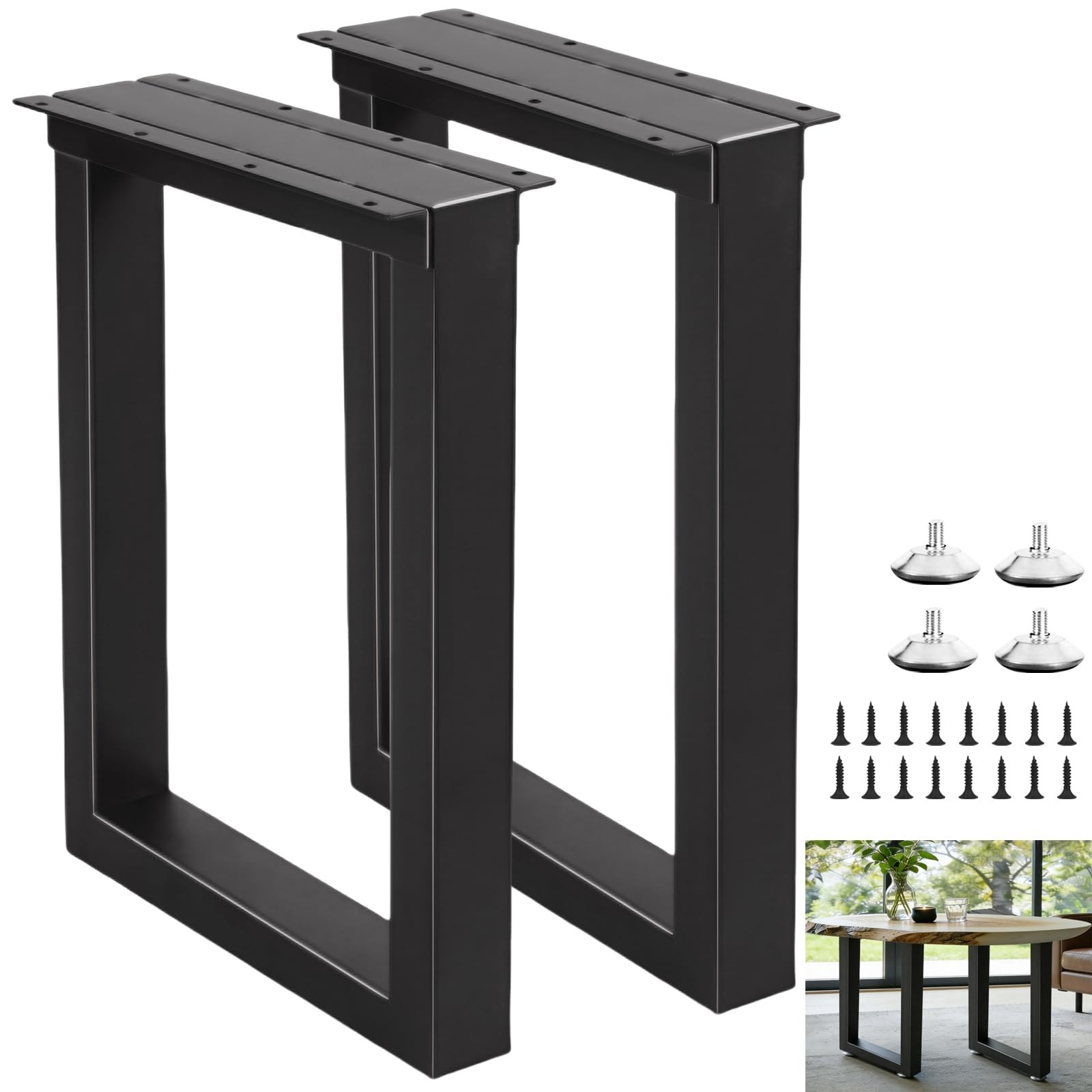 24 Inch Metal Coffee/End/Side Table Legs Black, 24" U Shape, Black