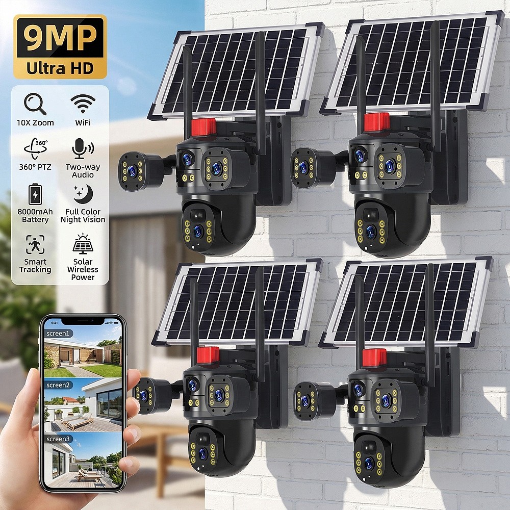 Solar Battery Powered Wireless WiFi Outdoor Home Security Camera System CCTV US