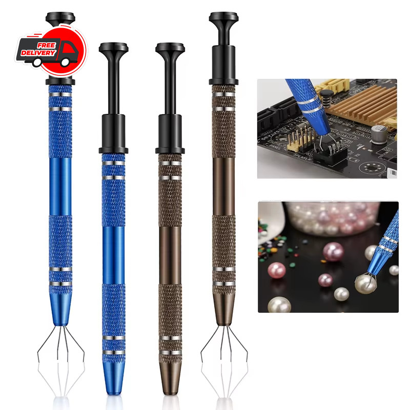 Piercing Ball Grabber Tool 4 Prong Claw Tweezers for Gems, IC Chips, Jewelry