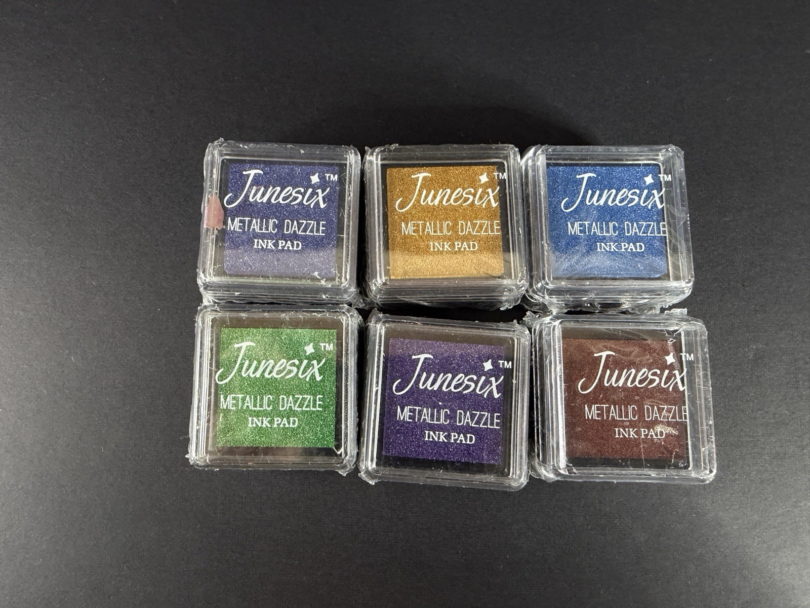 6 New Sealed Junesix Metallic Ink Pads Stamp Pads