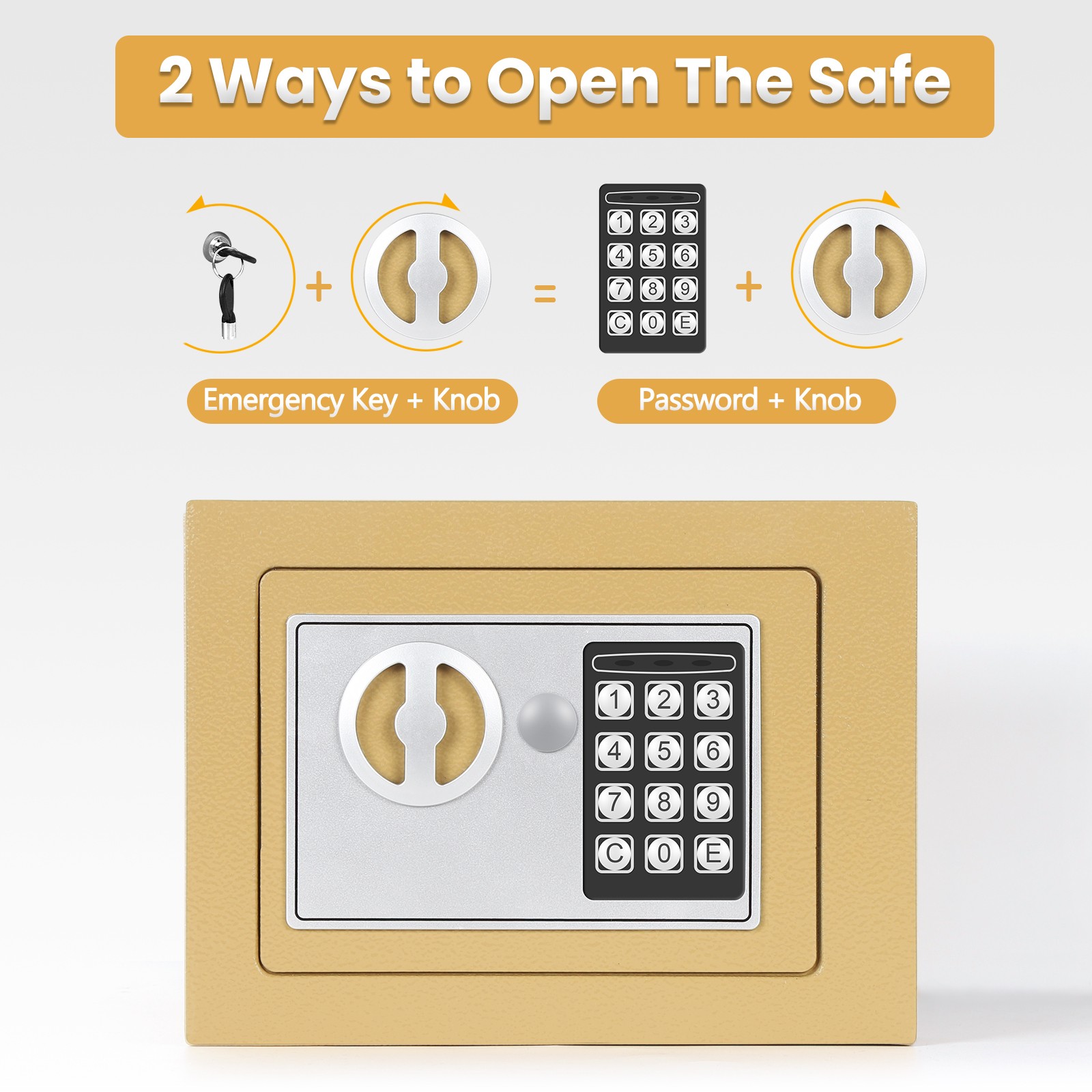 Safe Box with Electronic Keypad, Small Hidden Steel Security Lock Box with Key
