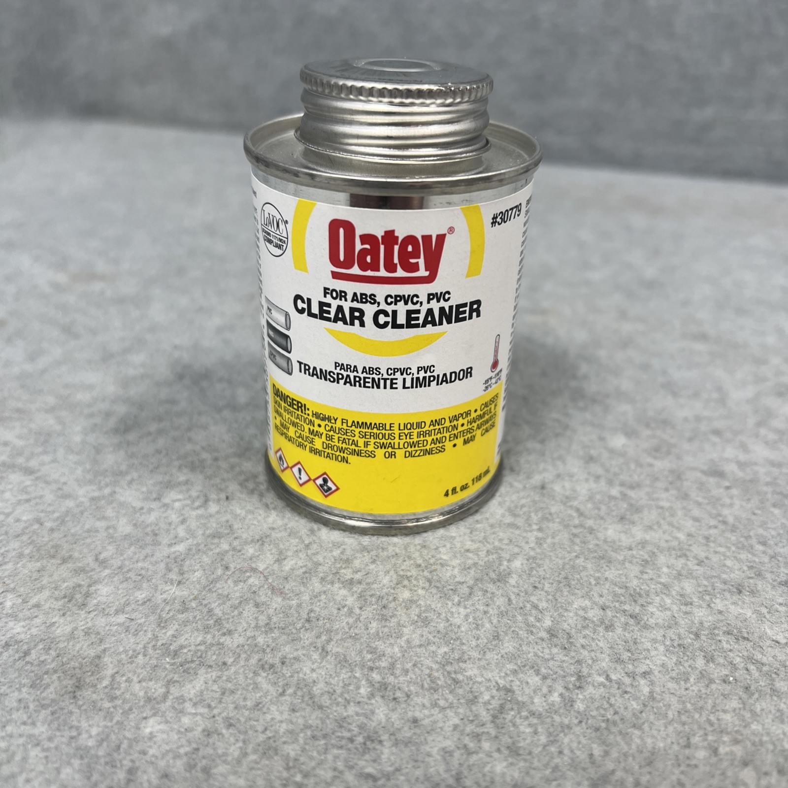 Oatey Clear Cleaner For ABS CPVC PVC - 4 Fluid Ounce/237 mL - NEW 30779