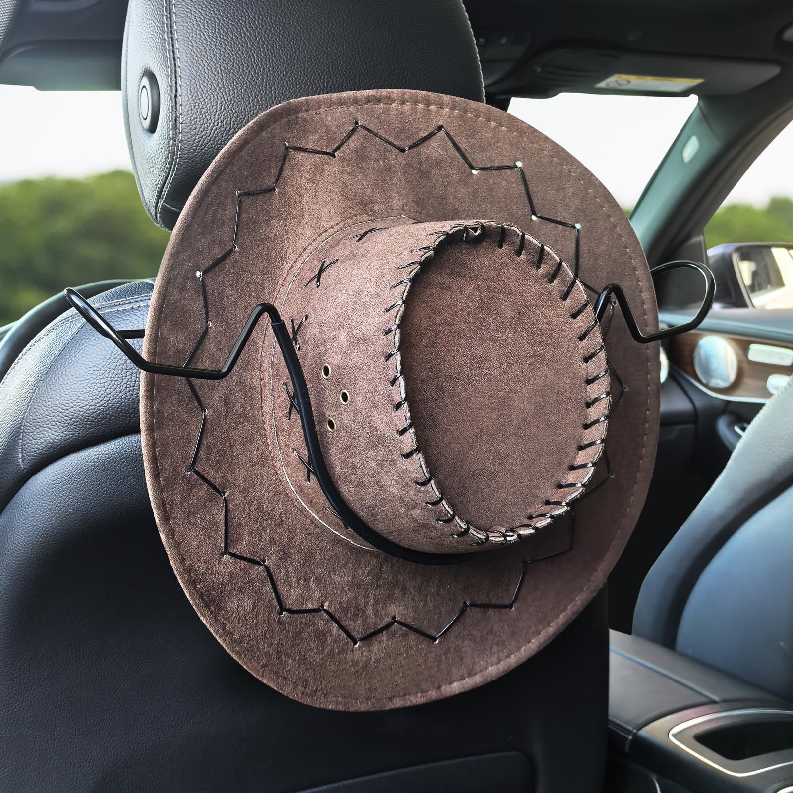 Idefair Cowboy Hat Holder Rack for Truck Car SUV Hard Black-1 Pack with hooks