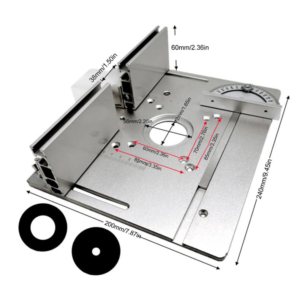Aluminium Router Table Insert Plate,Woodworking Benches Flip Silver-2in1