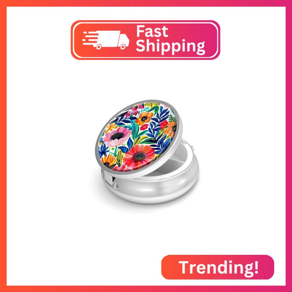 Pill Box-3 Compartment Small Pill Case for Purse & Pocket Mini Metal Pill Holder