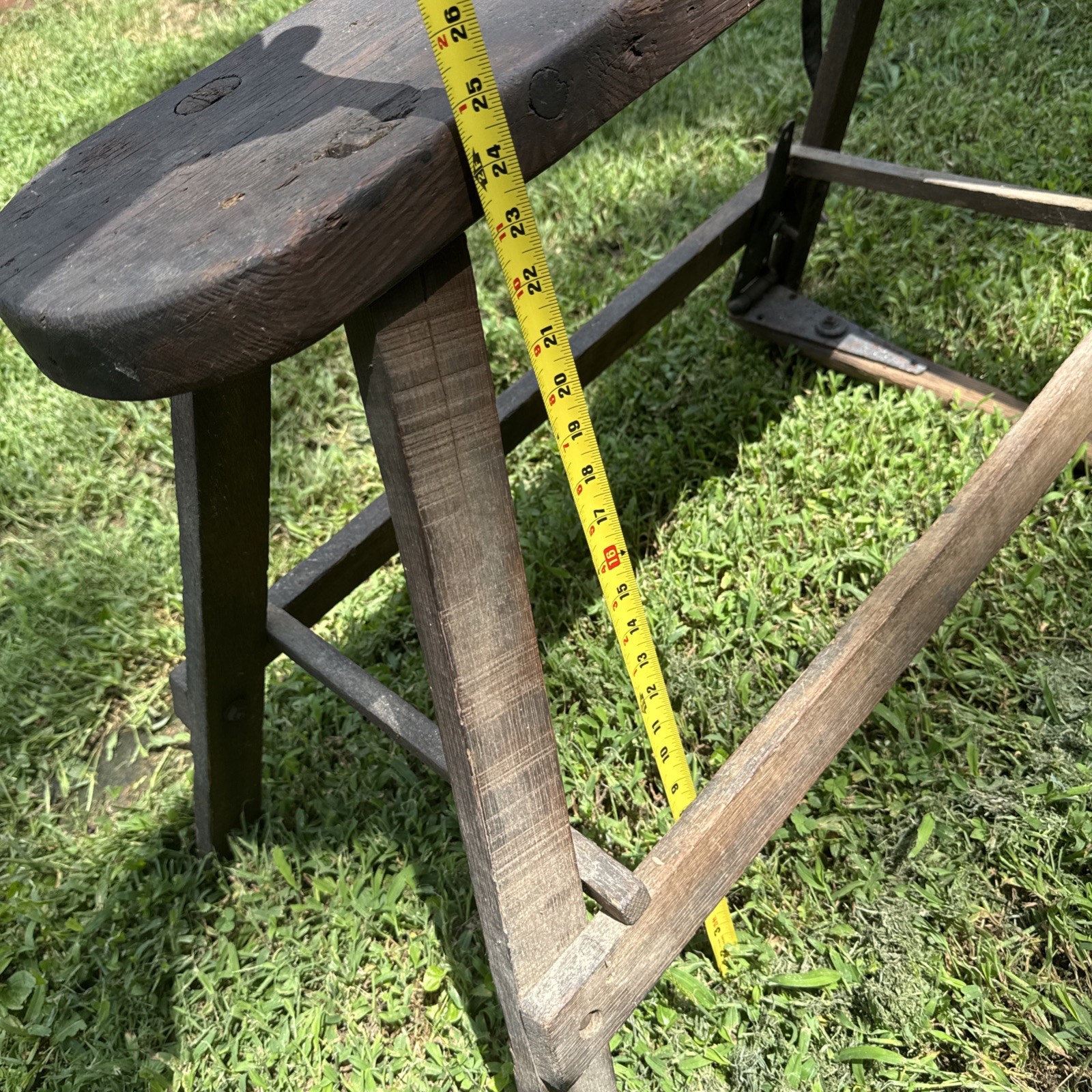 Antique Primitive Saddlemaker's Bench Stool Harness Leather Maker's Bench.