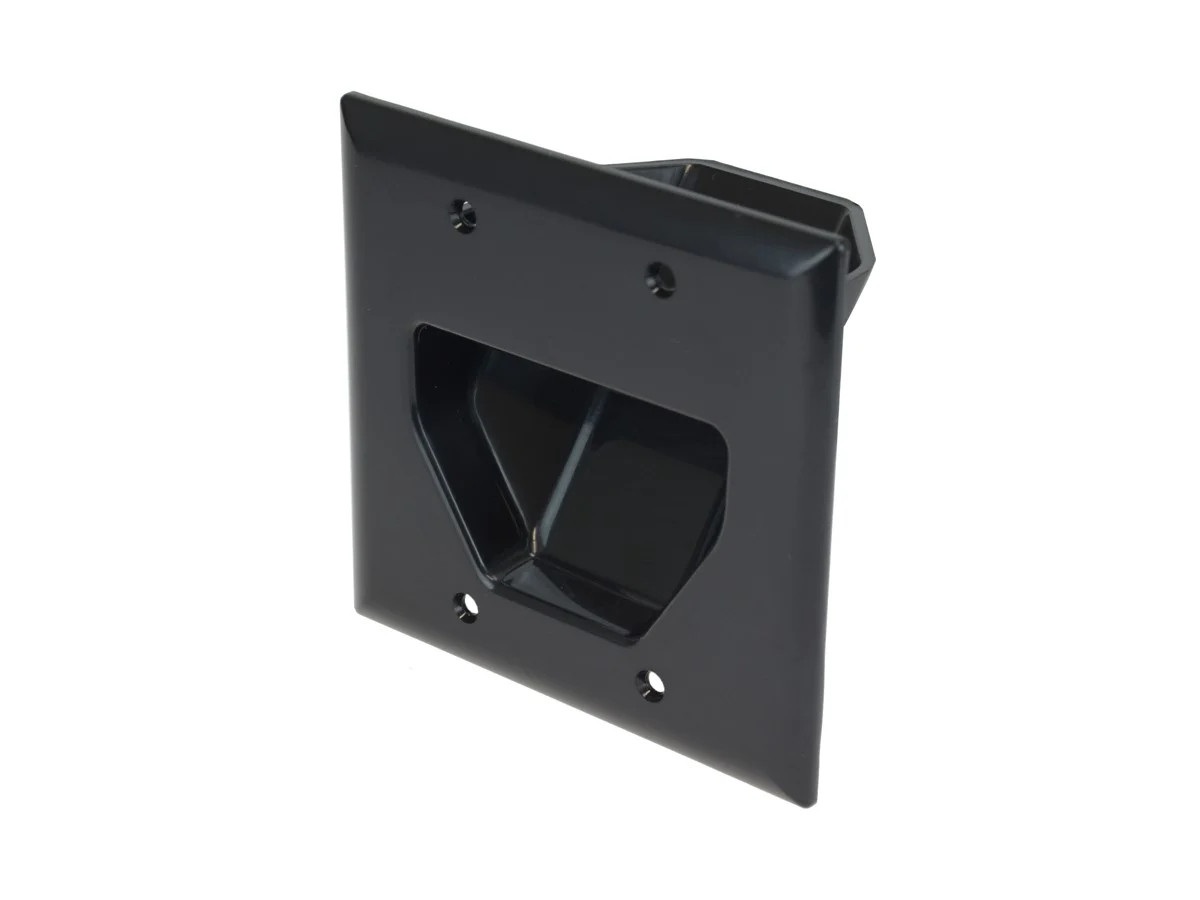 Monoprice 2-Gang Recessed Low Voltage Cable Plate, Black