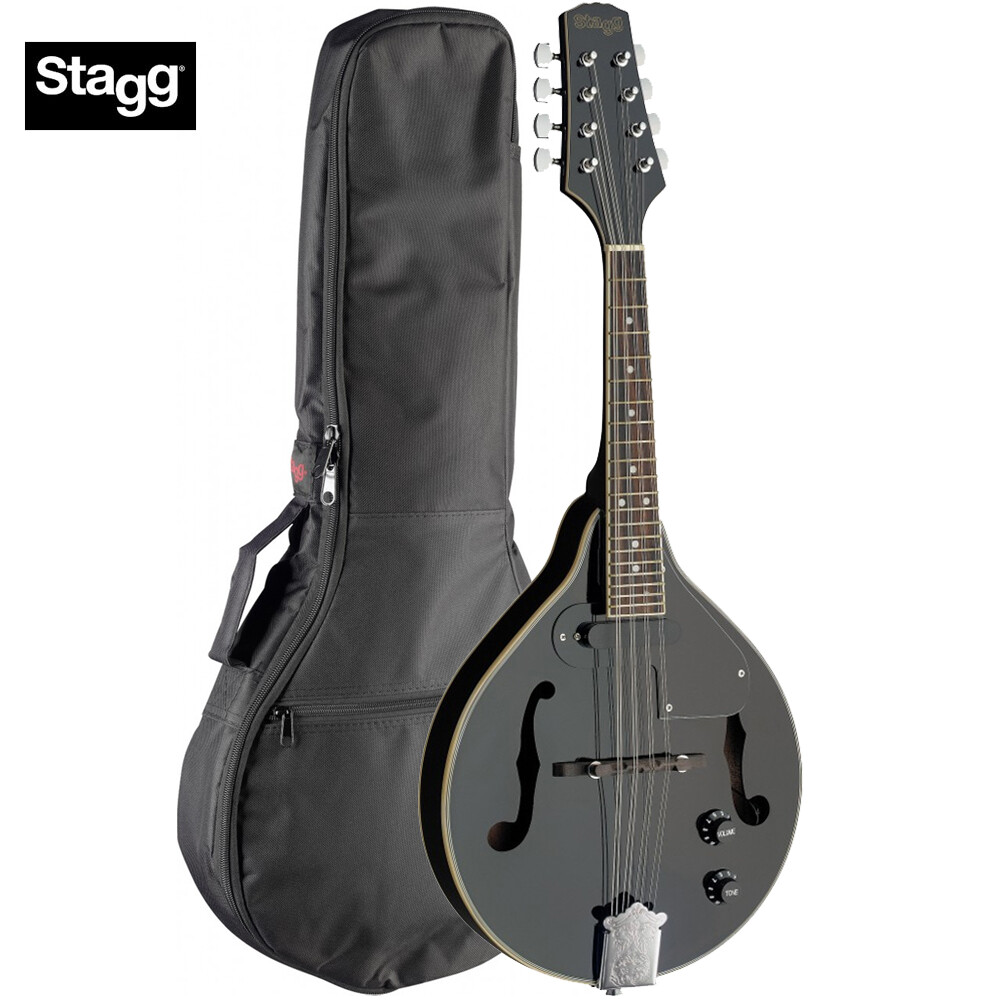 Stagg M50-E Premium A Style Bluegrass Acoustic Electric Mandolin Black + Gig Bag