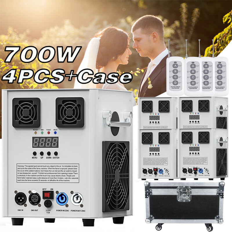 4x 700W Cold Spark Machine Stage Effect DMX Firework DJ Event Wedding Bar w/case