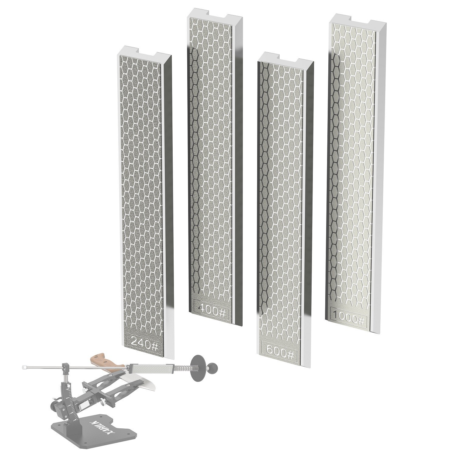 Diamond Sharpening Stone Set, Aluminum Base | 4 PCS, Fast edge repair