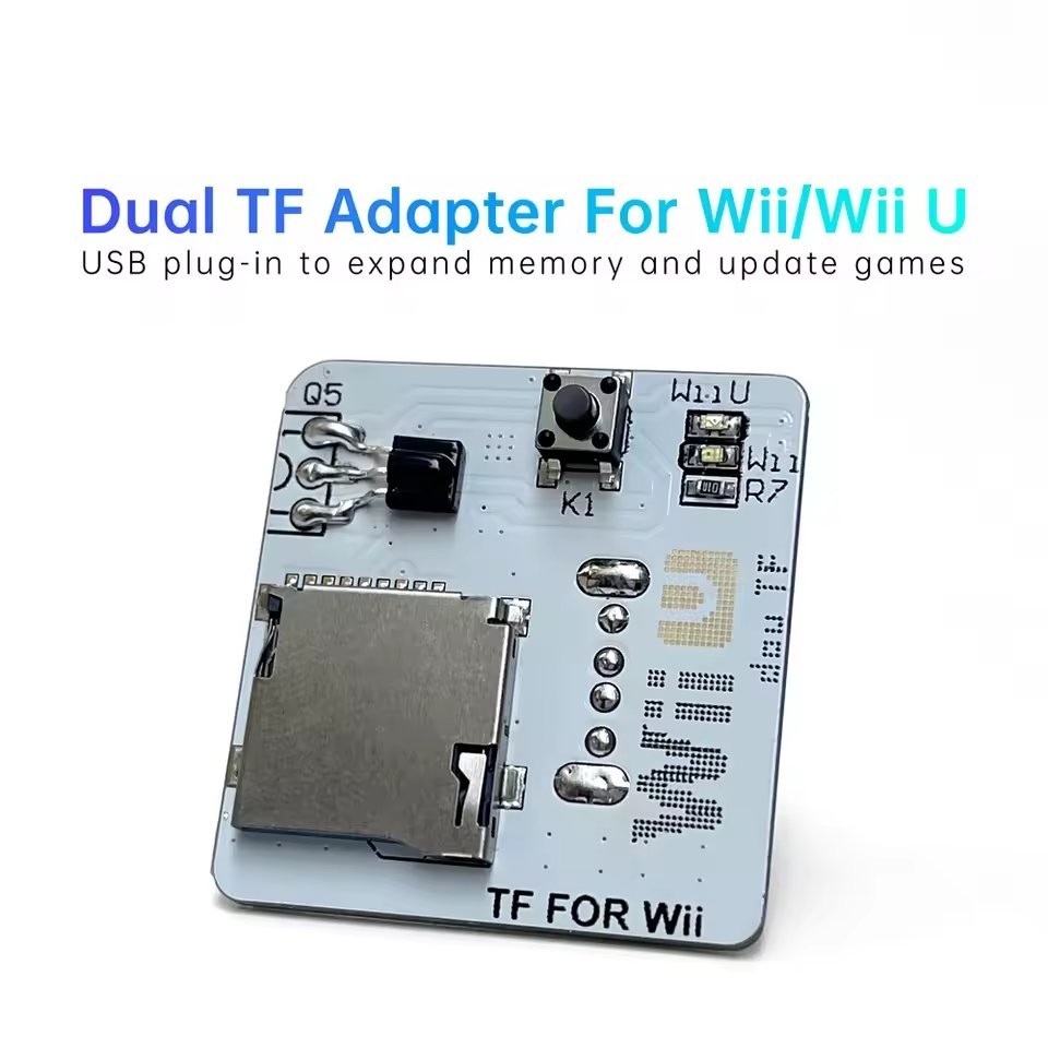 Dual TF Micro SD Card Adapter USB Memory Expansion Reader For Wii Wii U Console
