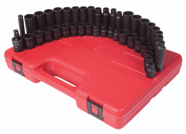 42 Piece 3/8" Drive SAE and Metric 6 Point Impact Socket Master Set SUN3342
