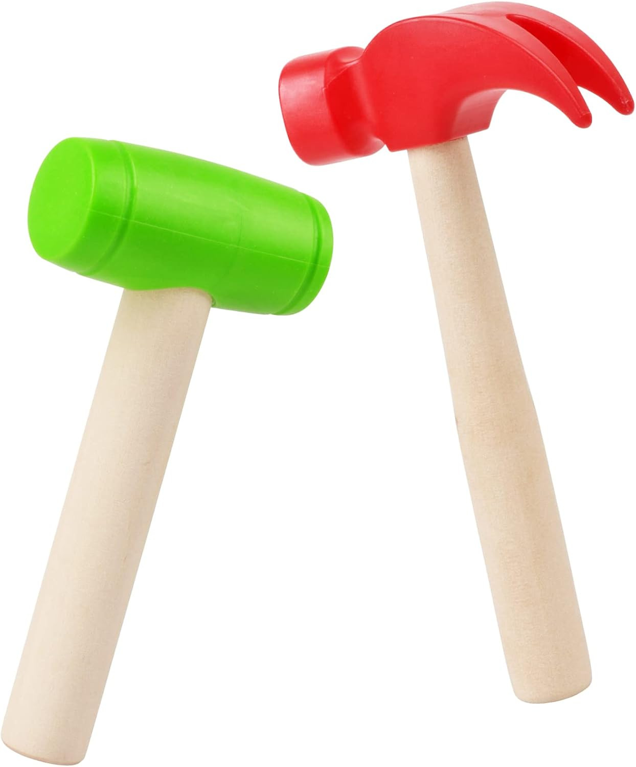 2Pcs Toy Hammer Simulation Wooden Hammers Small Plastic Toddler Claw Hammer Port