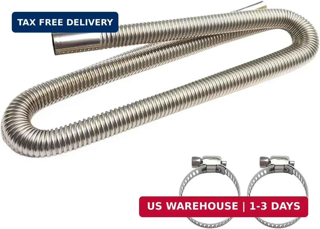 78.7 Inches Stainless Steel Exhaust Hose, 1 Inch Exhaust Extension, Flexible Tan