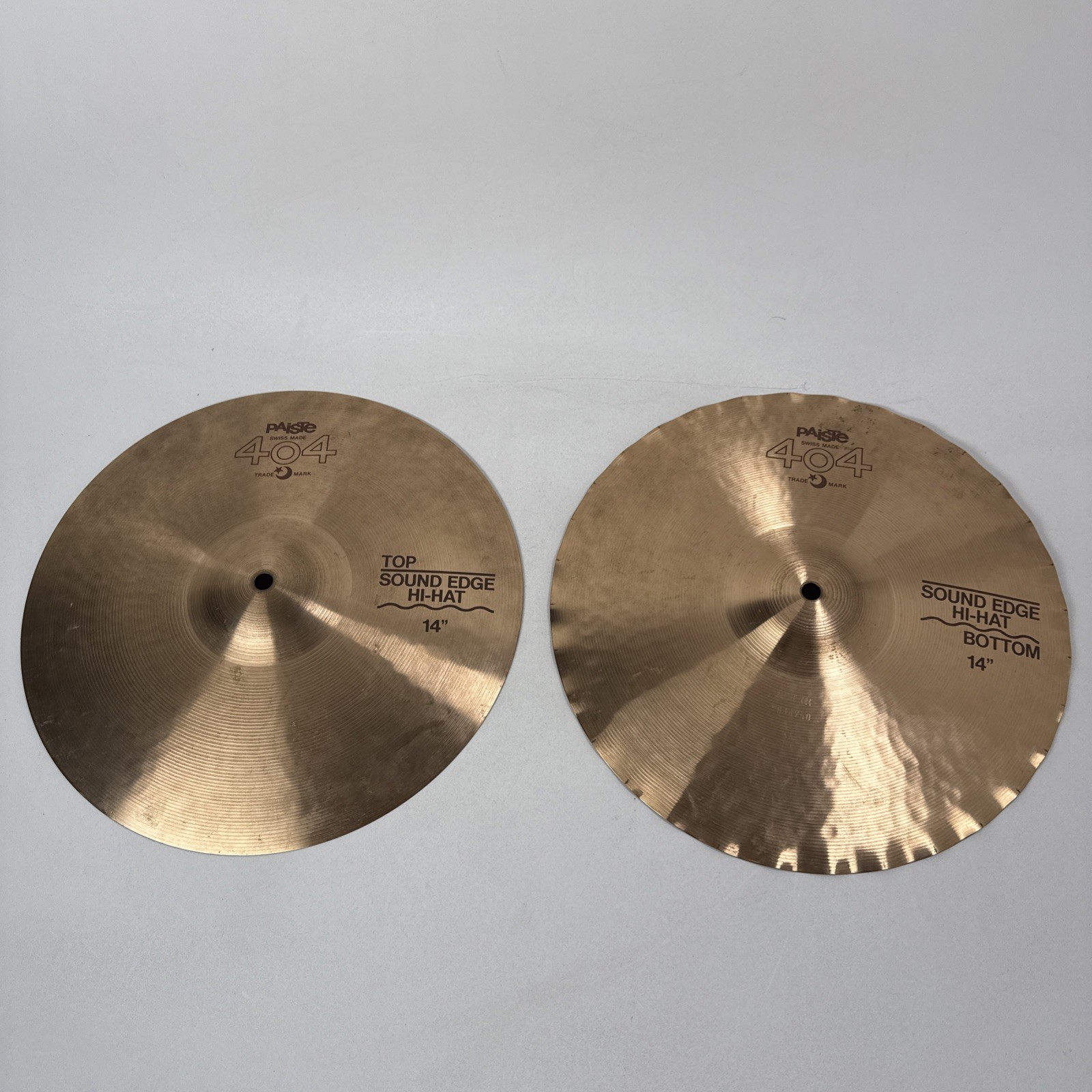 Rare Paiste 404 Brown Label 14" Sound Edge Hi-Hats Pair Seq 960/958g READ