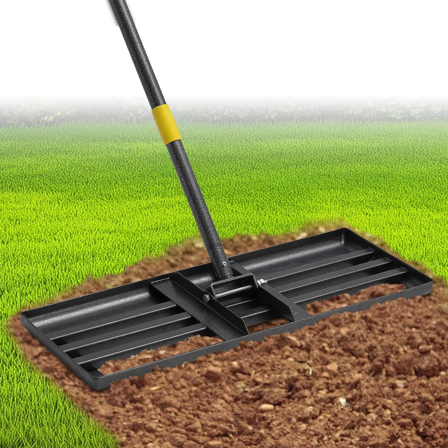 Heavy Duty Lawn Leveling Rake 30X10 with 72" Adjustable Handle - Commercial Grad