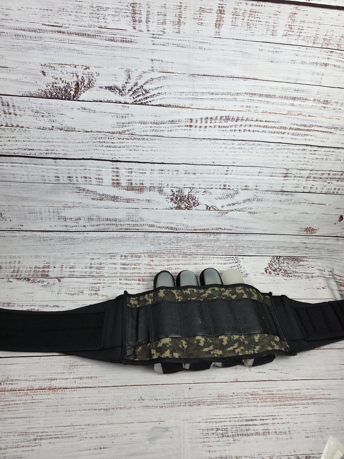 NXe Camoflage Harness Paintball Belt 4 Cannister Pouches With 4 Paintball Cans