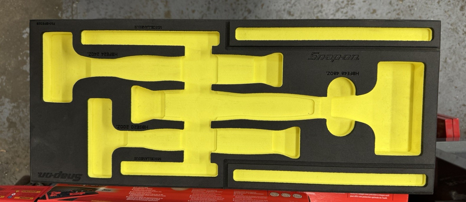 Snap On 3 pc Dead Blow Hammer HBFE302B.  HI-VIZ  FOAM TRAY ONLY
