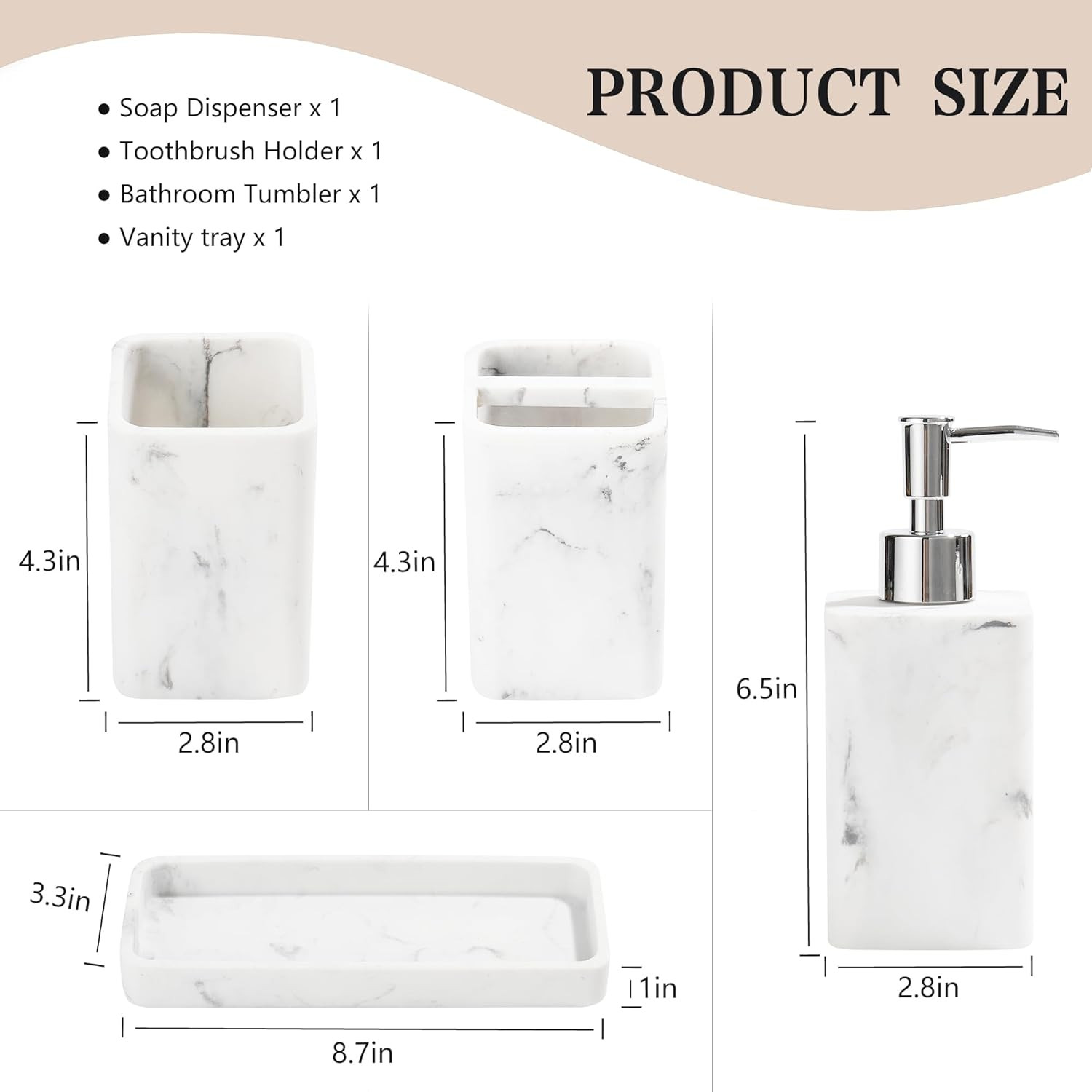 Modern 4-Piece Bathroom Accessories Set in White for Elegant Home Decor