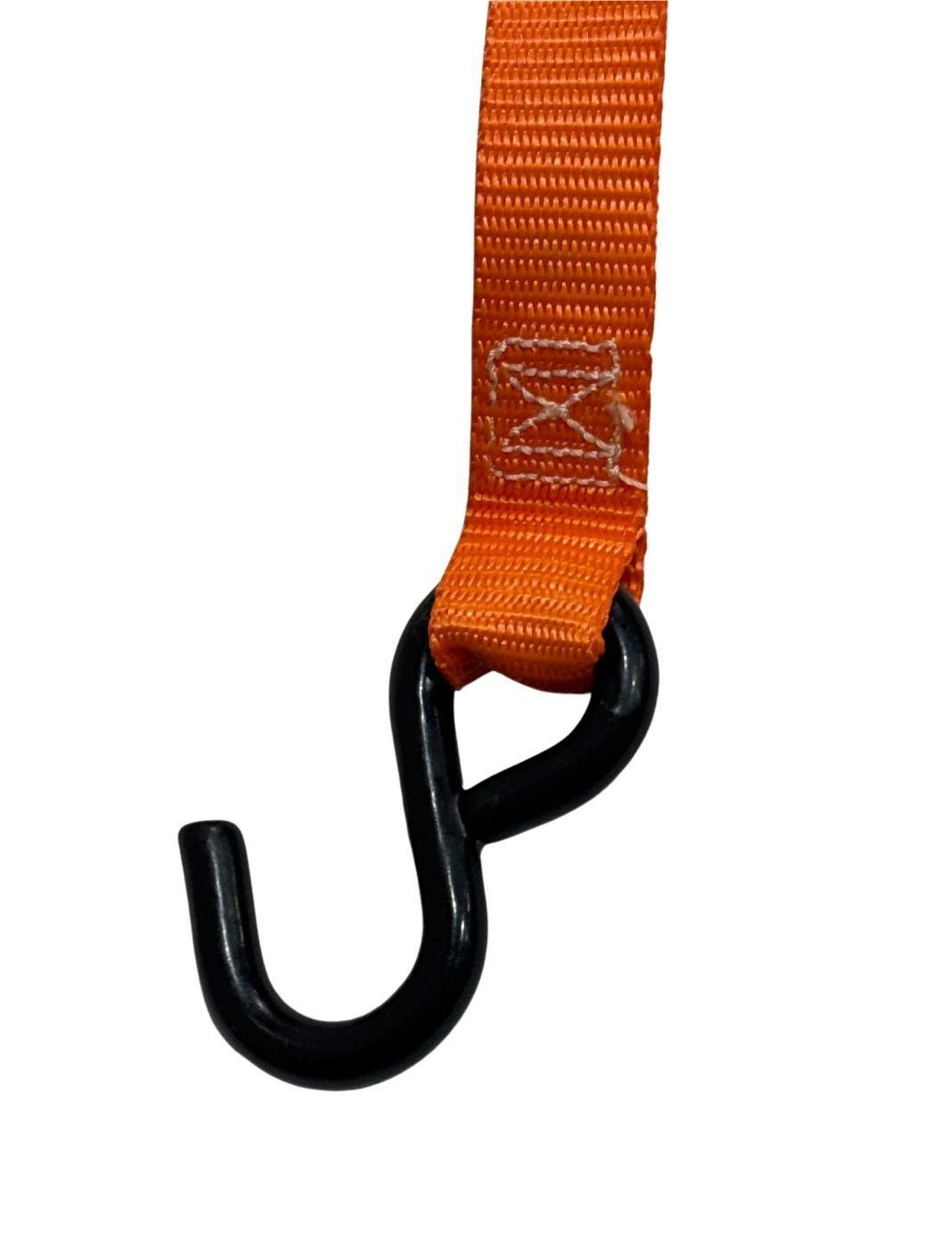1"X6' Orange Cam Buckle Strap w/ S-Hooks (100 pack)