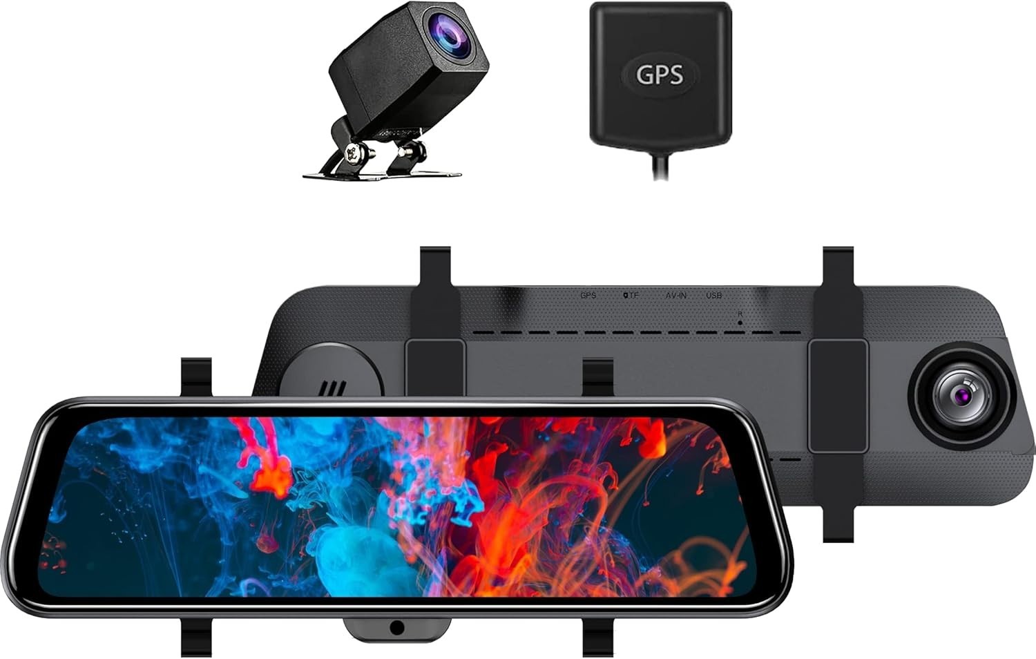 Tsuway Tech AT800TT 10" Mirror Dash Cam Anti High Beam & Reflection, GPS Antenna