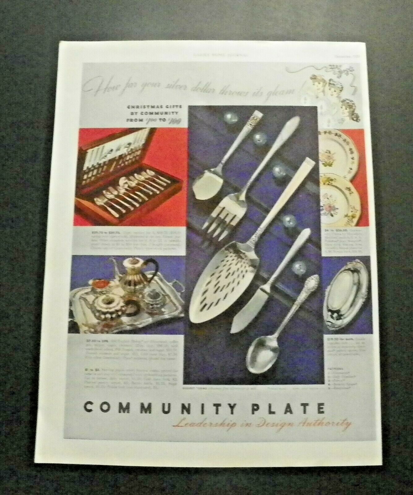 1939 Community Plate Silver Color Christmas Ad Jackie Cooper