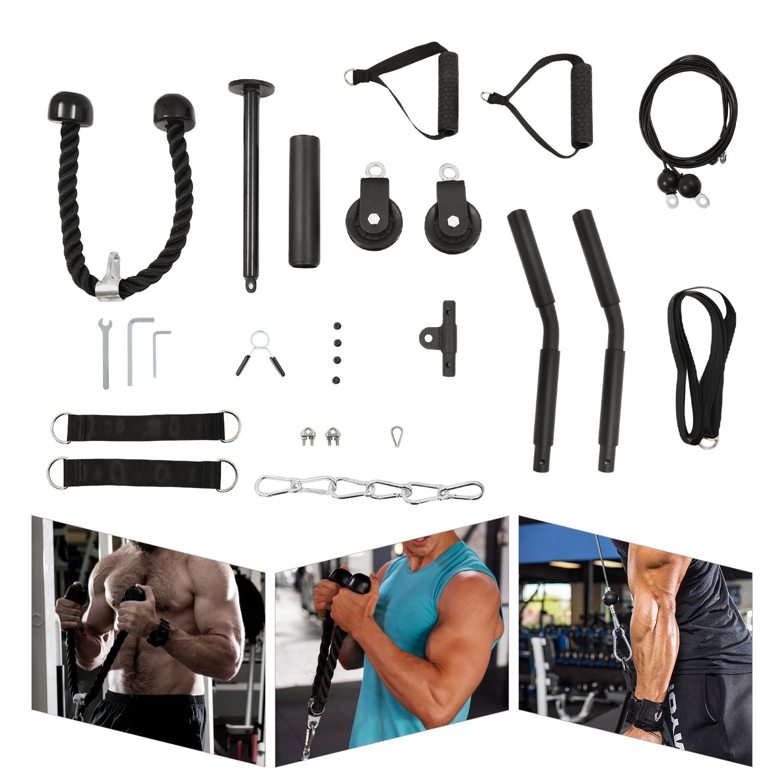 Fitness Cable LAT Pulley System Pull Down Machine Attachments Workout Equipment
