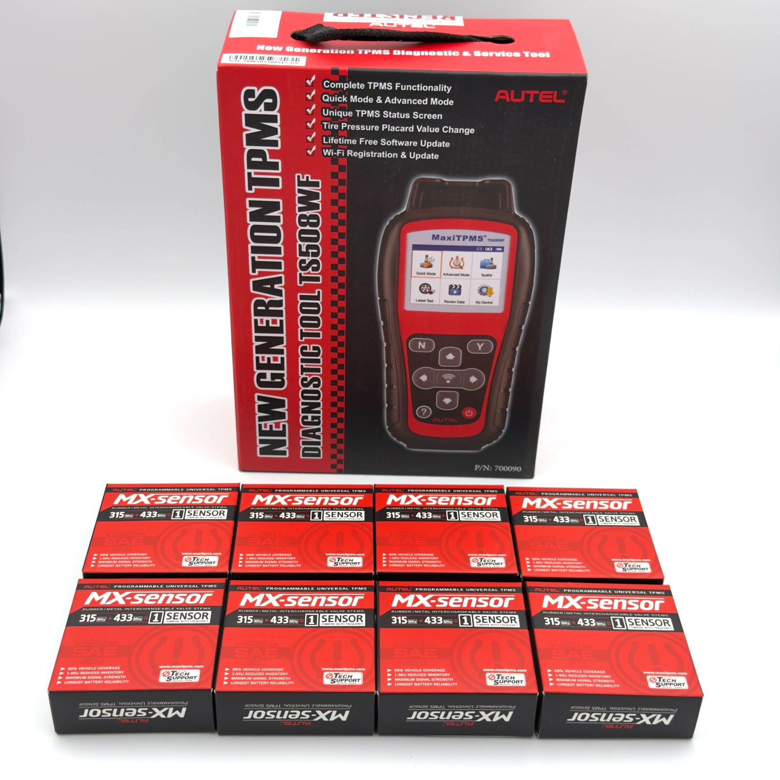 Autel MaxiTPMS TS508WF TPMS Diagnostic Tool w/ 8 Rubber MX-Sensors 315/433MHz