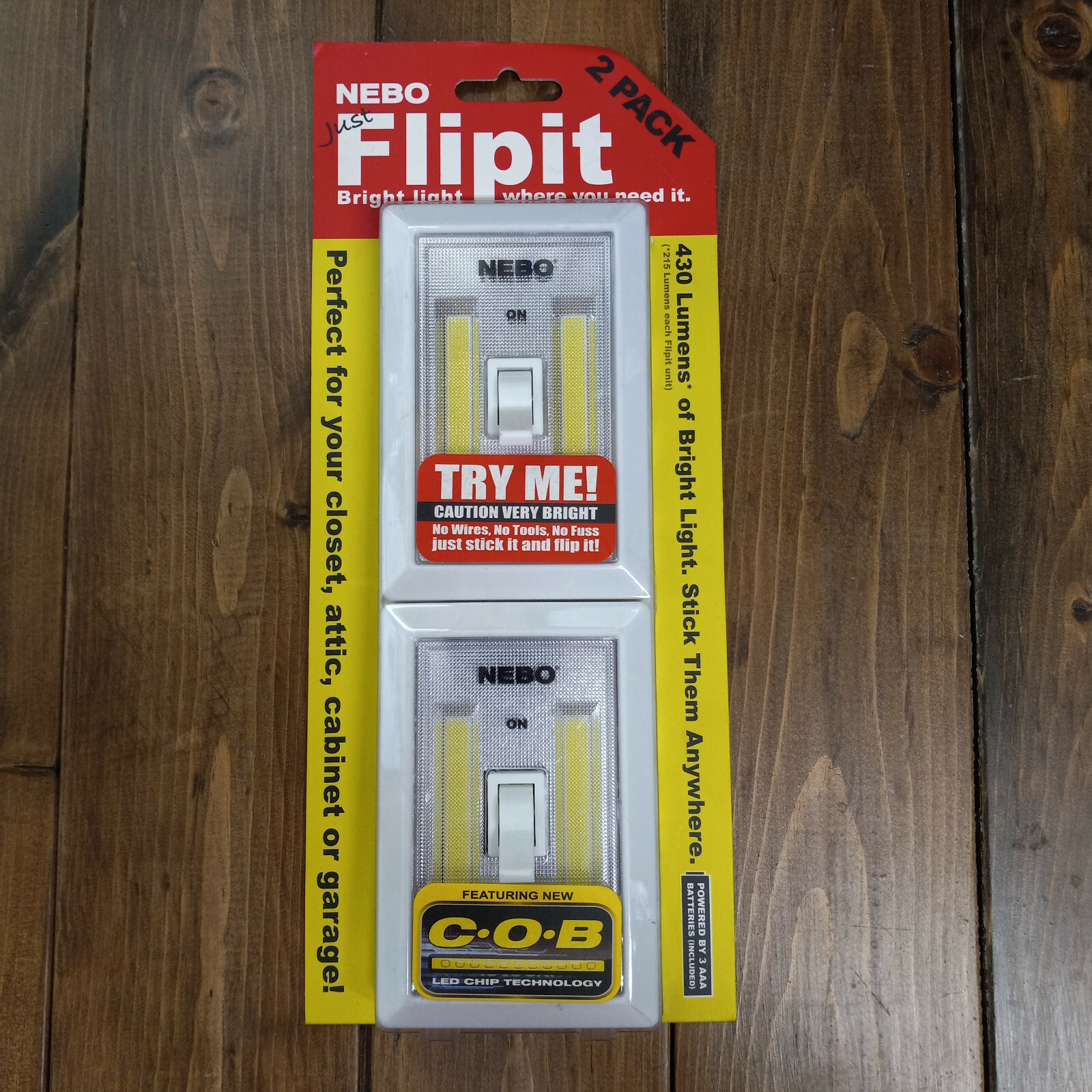 Nebo 6523 FlipIt 215 Lumen COB LED Universal Mount Work Light Switch 2-Pack New