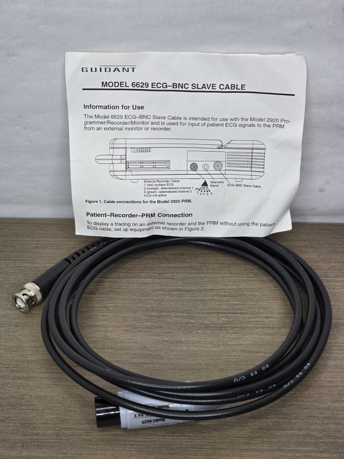 Guidant Model 6629 ECG-BNC Slave Cable For Model 2920 PRM