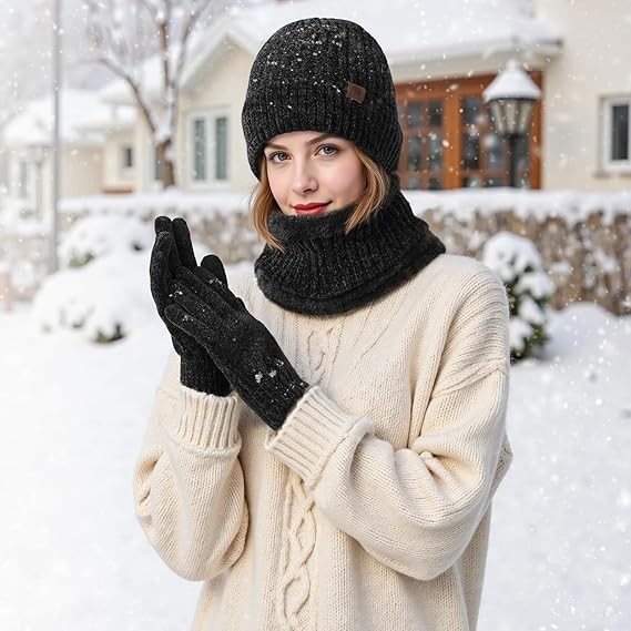 Guantes Termicos De Invierno De Mujer Hombre Para El Frio Con Gorro Y Bufanda