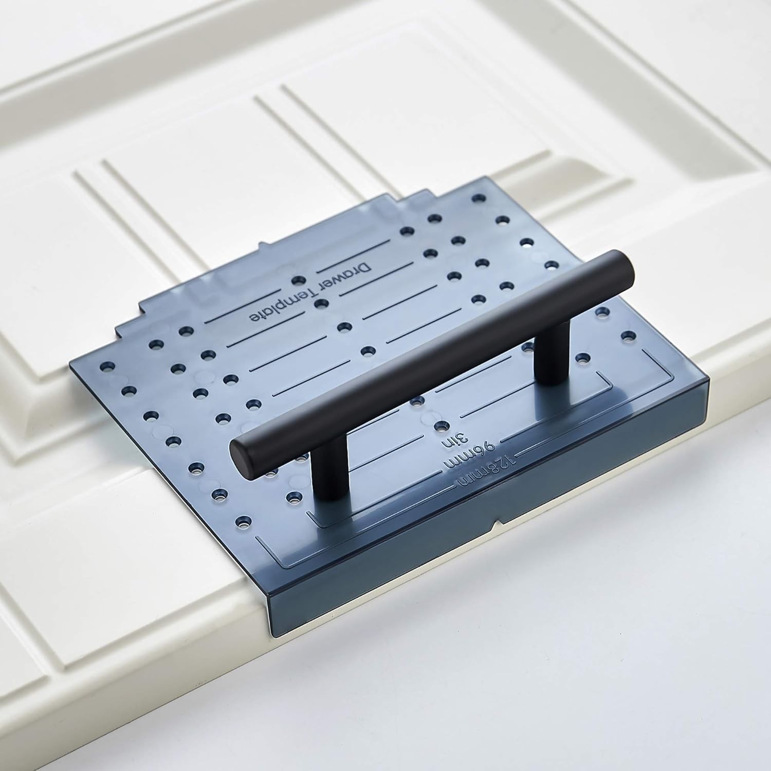 Cabinet Door & Drawer Hardware Installation Template with Drill Bit – 3-5" Specs