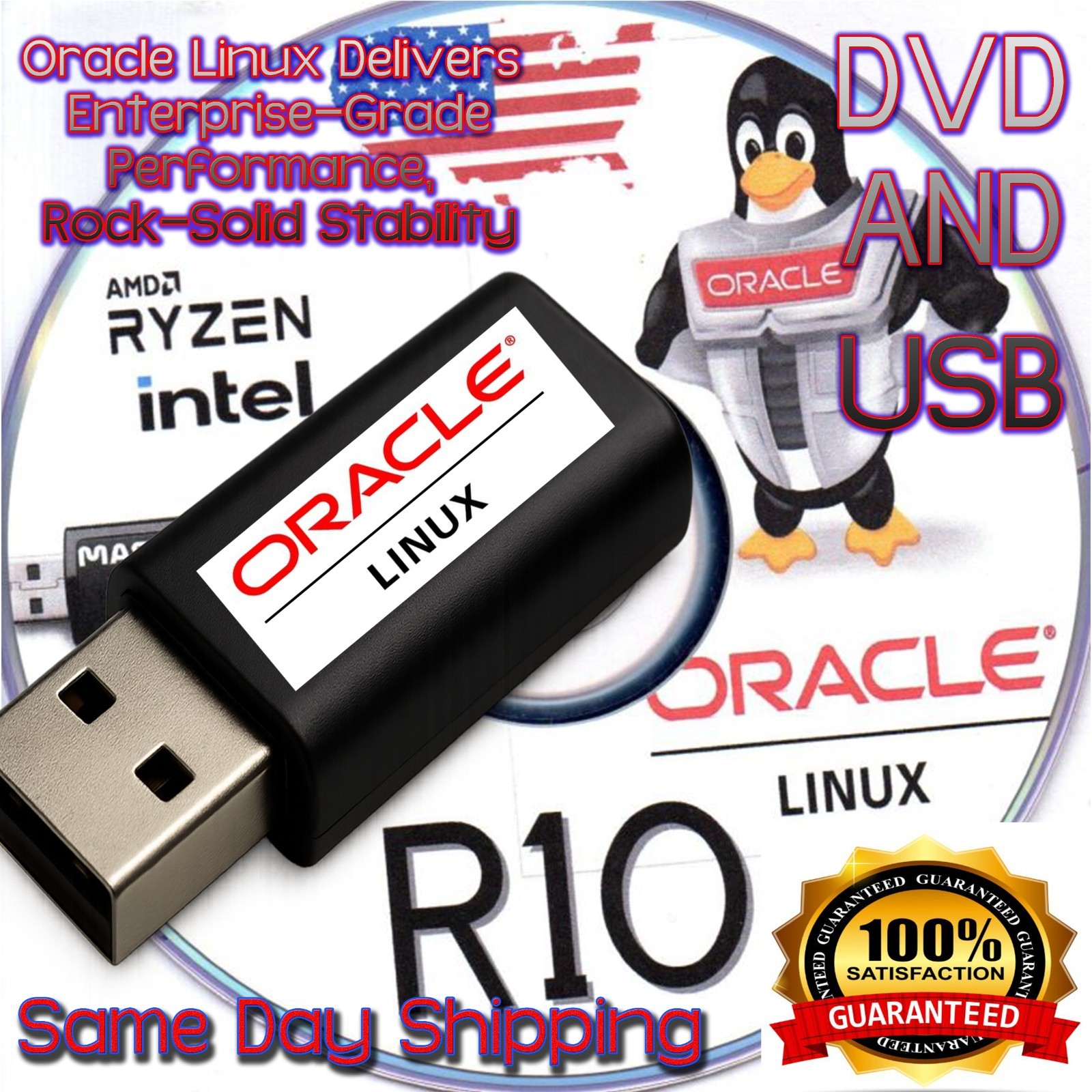 Oracle Linux R10 Boot DVD + High‑Quality Metal USB Combo Pack – AAA+ Disc SHA256