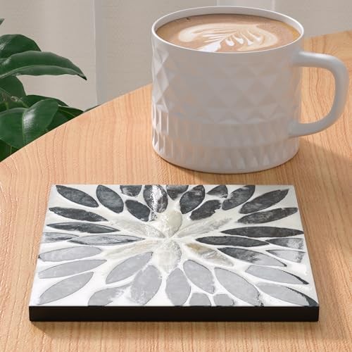 Square Resin Coasters for Drinks,Non-Slip Coffee Cup Coasters, 4x4 Inches Blue