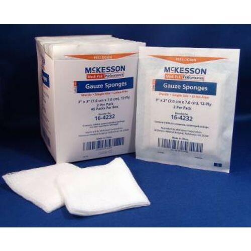 Medi-Pak Performance Gauze Sponge, Cotton Gauze, 12-Ply, 3 X 3 Inch, Box of 80