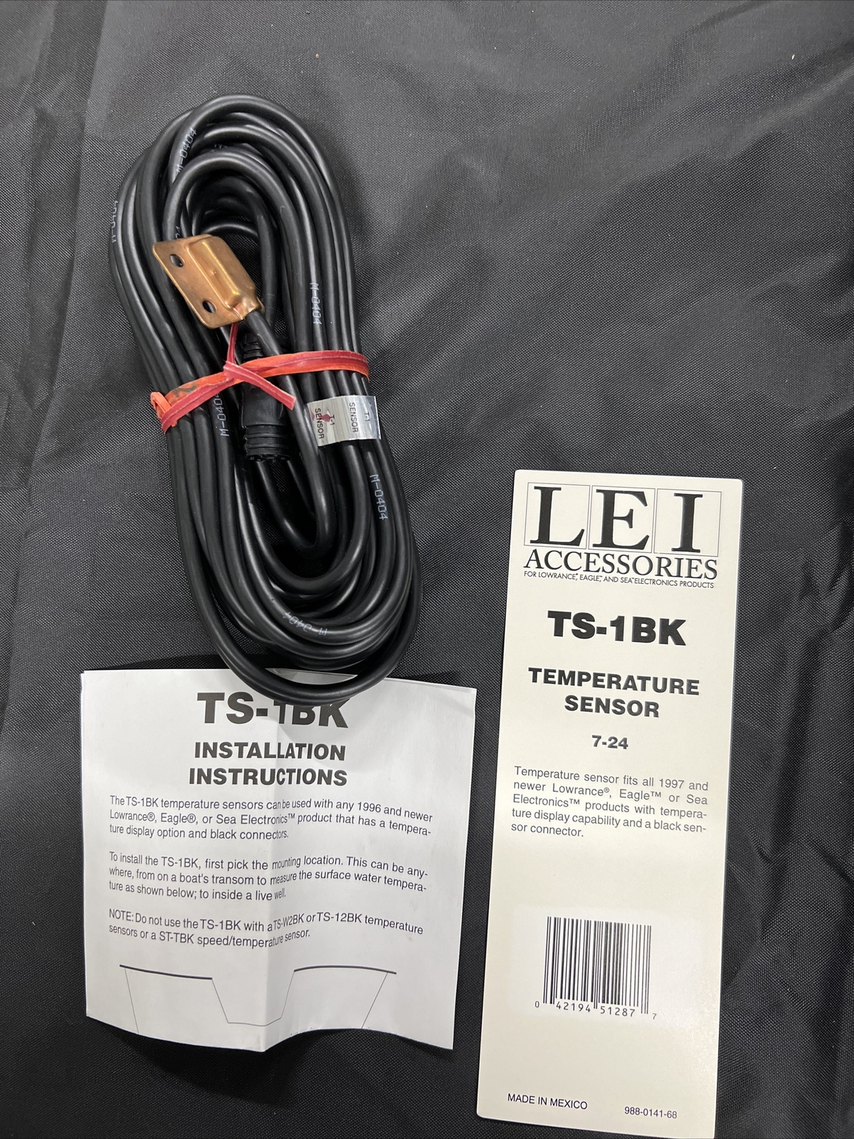 New LEI TS-1BK 7-24 Temperature Sensor For Boat Fishfinder-D1