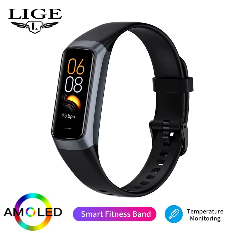 Amoled Smart Watch Men Smart Band Women Heart Rate Blood Smartwartch Waterproof