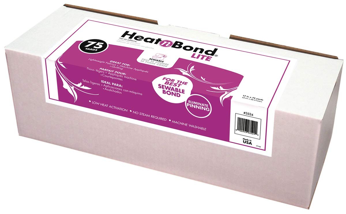HeatnBond Lite Iron On Adhesive 17in x 75yd Strong for Appliques Quilts Crafts