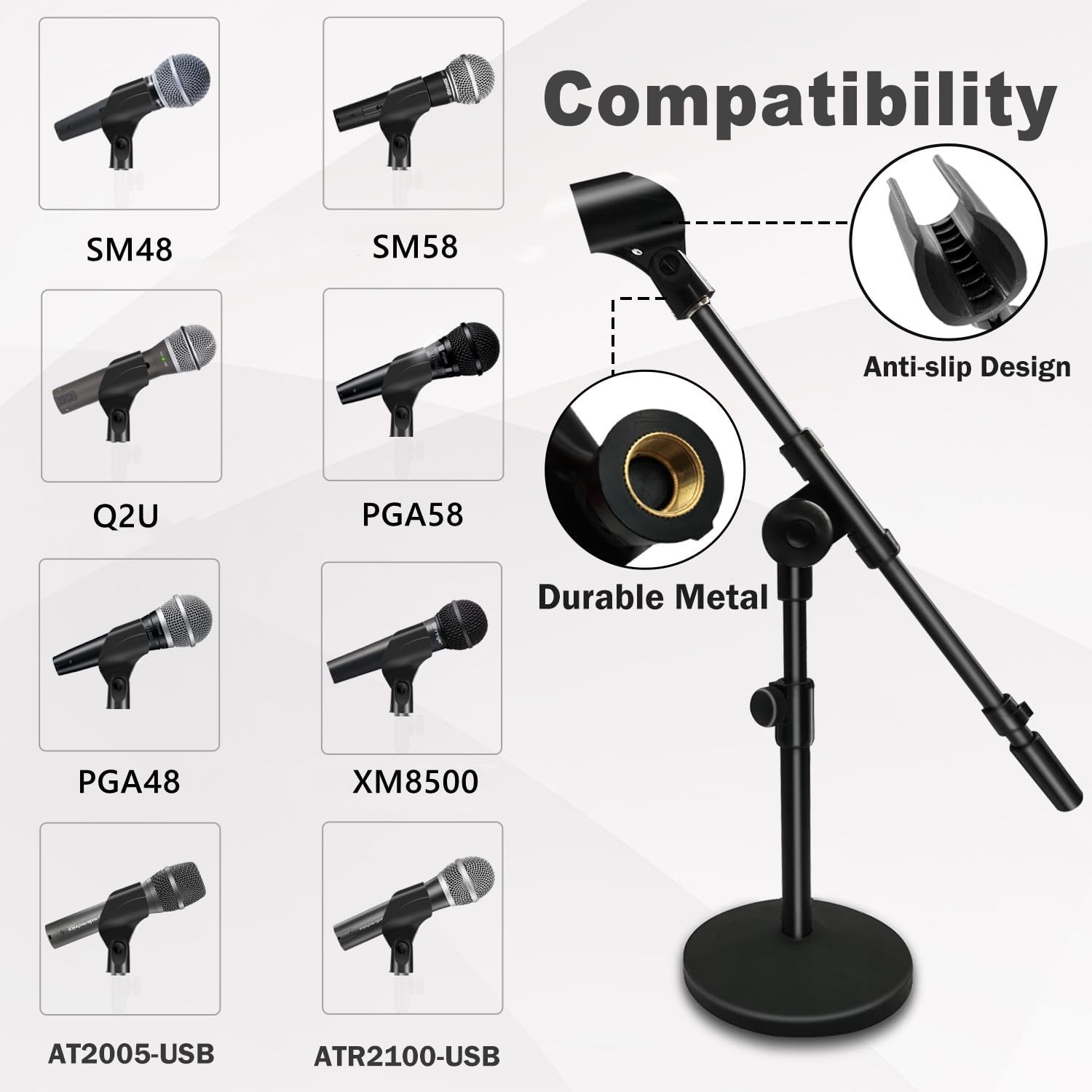 Adjustable Desktop Mic Stand, Desk Stand Tabletop Table Top Microphone Stand ...