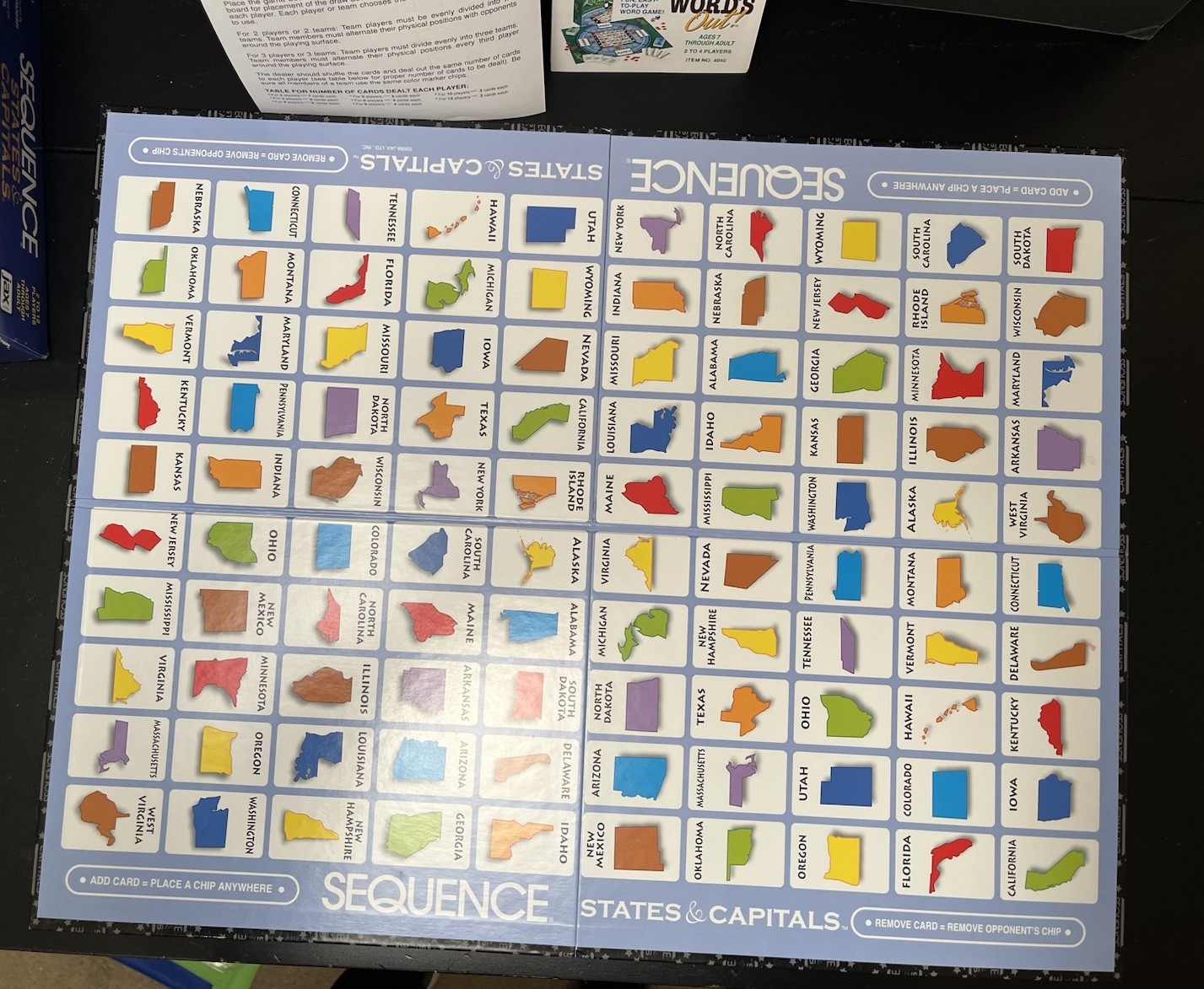Sequence States & Capitals Board Game Jax Educational Geography 100% Complete!