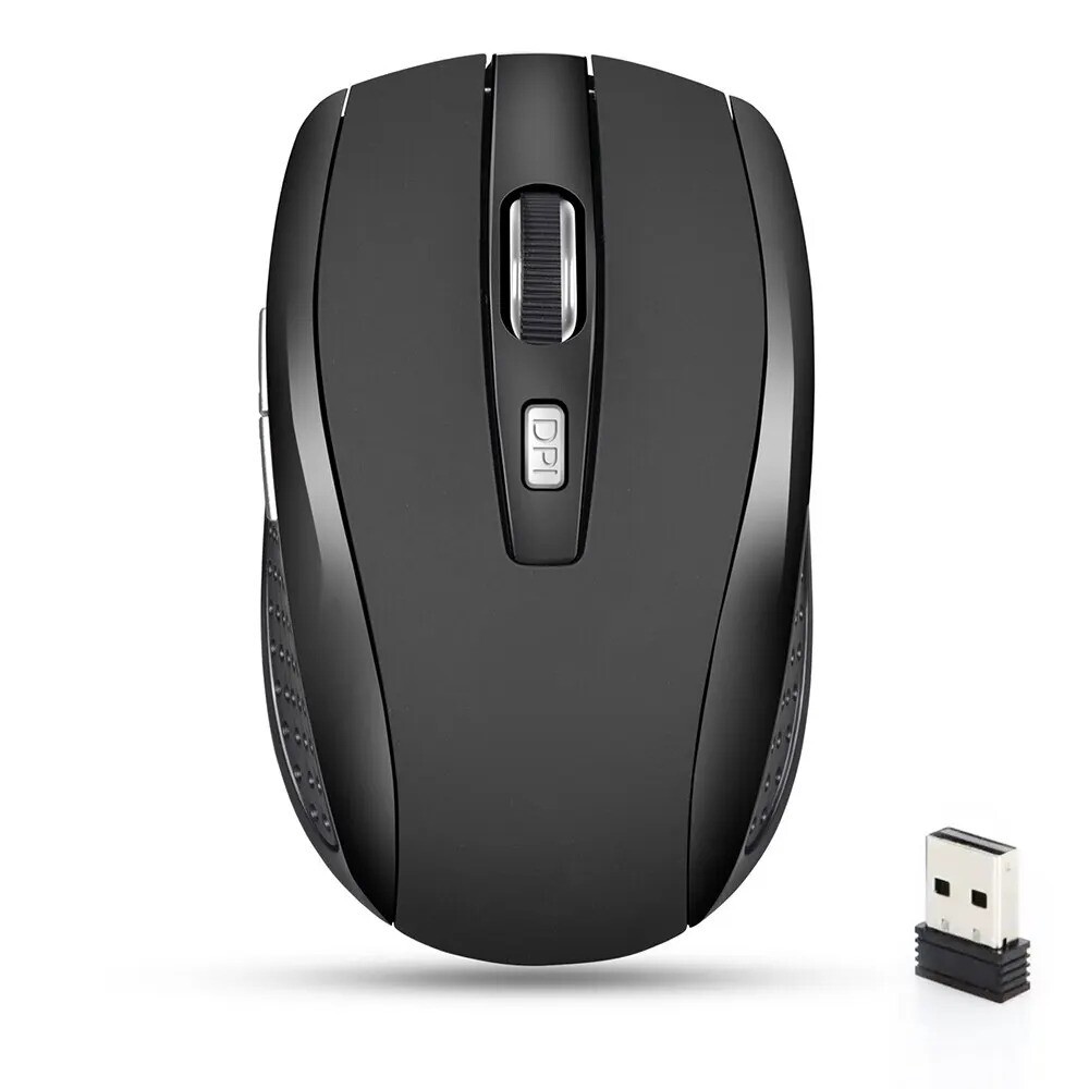 BLACK WIRELESS CORDLESS 2.4GHz MOUSE USB DONGLE OPTICAL SCROLL FOR PC LAPTOP US