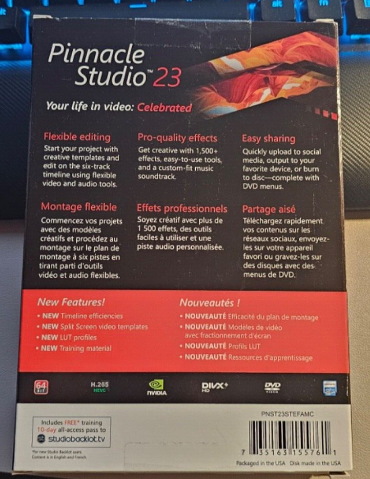 Pinnacle Studio 23 Software Flexible Video Editing Newest Version Retail Sealed