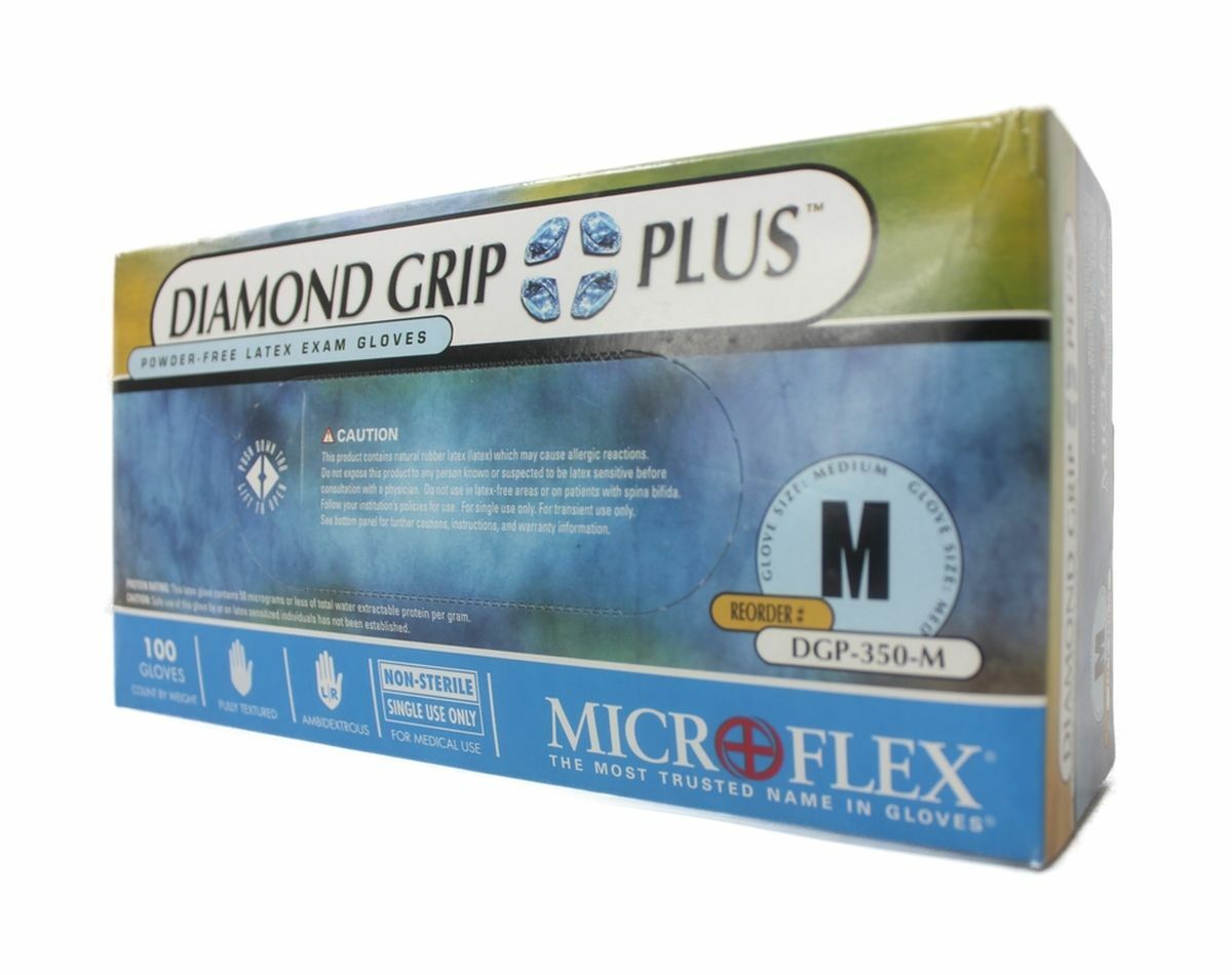 Microflex DGP350-S Diamond Grip Plus Latex Gloves Small - 100CT
