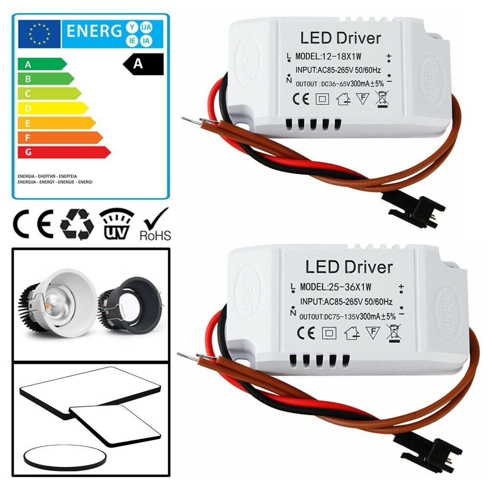 LED Driver 3W 7W 8W 12W 18W 25W 36W Power  Transformer 300ma DC 12V / 24V