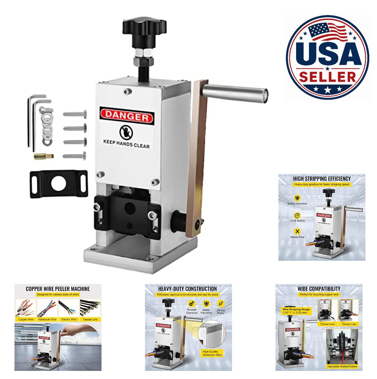 Manual Wire Stripping Machine Hand Crank Scrap Copper Recycling Aluminum Alloy