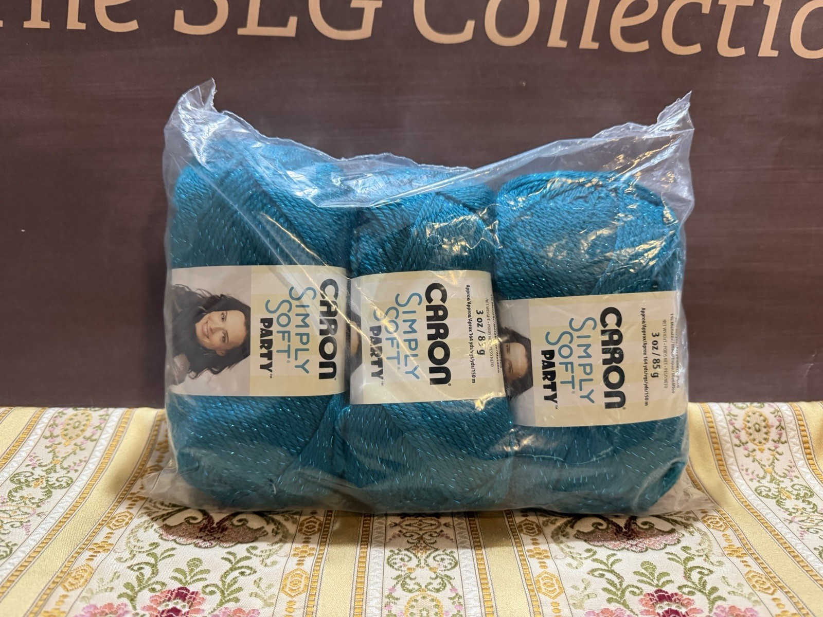 Caron Simply Soft Party Yarn-Teal Sparkle LOT of 3 NEW Sealed H97PAR-4 Same LOT