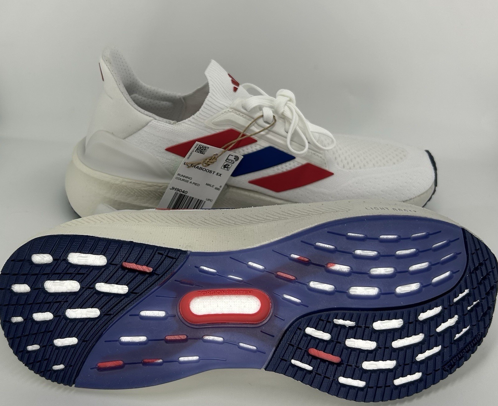 Adidas UltraBoost 5X Men’s Shoes Cloud White Style JH9040 USA Blue Red