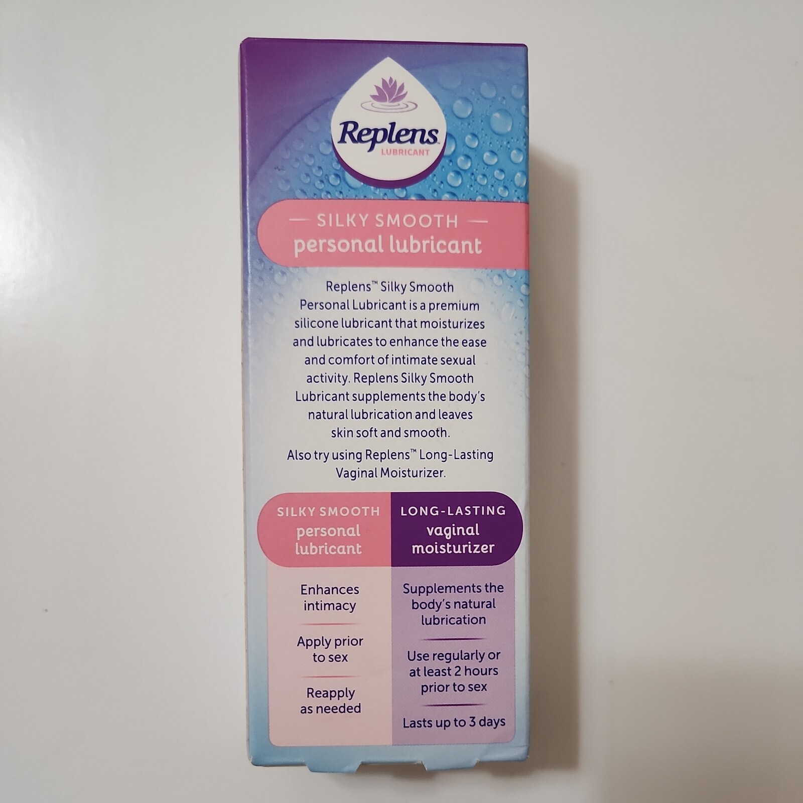 Replens Silky Smooth Personal Lubricant For Continuous Pleasure 2.7 oz Exp 2026+