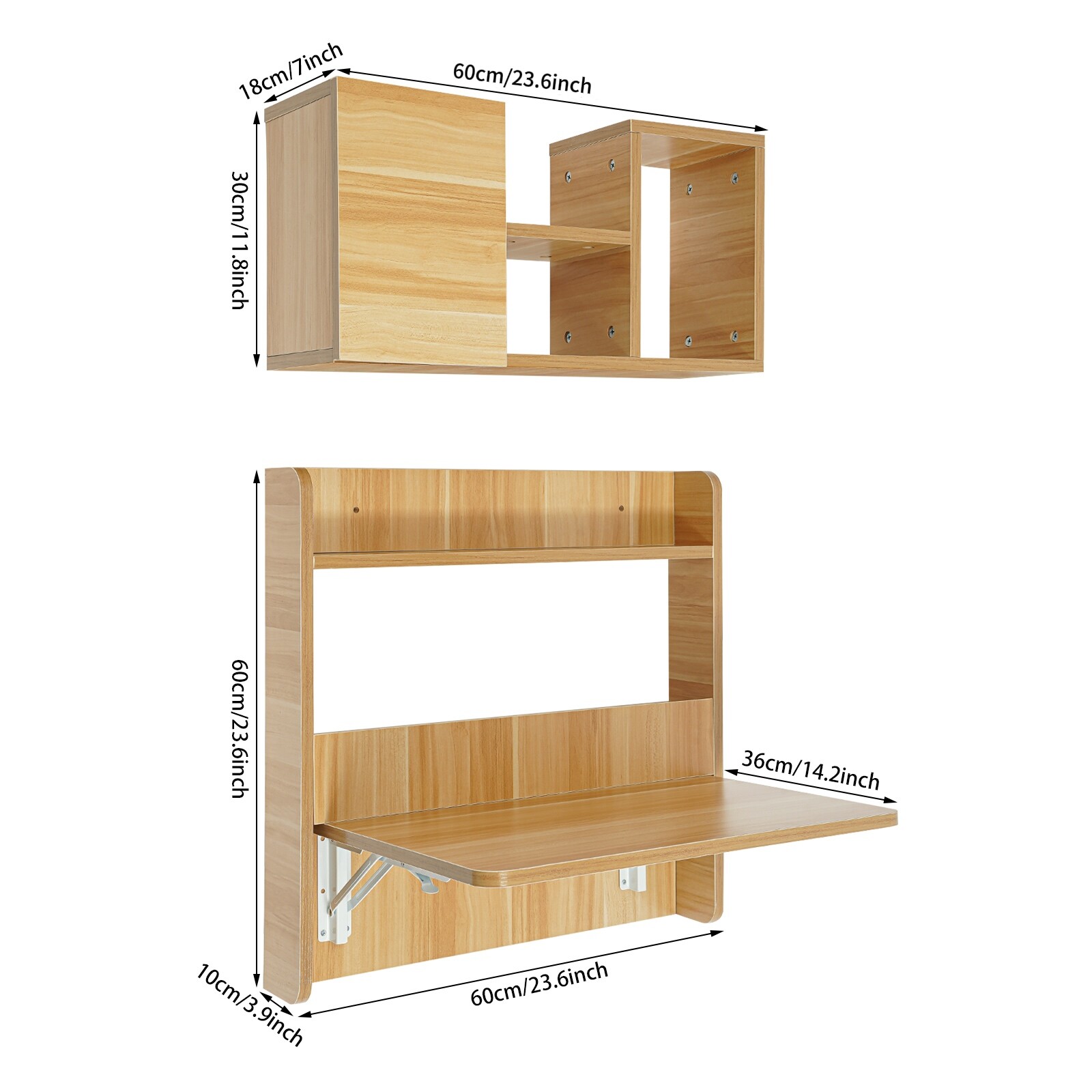 Wall Mounted Bookshelf Folding Space Saving Wall Mounted Table Laptop Desk