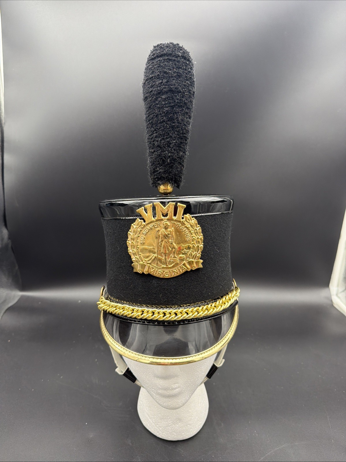VMI Cadet Shako Hat with Plume - Vintage Virginia Military Institute
